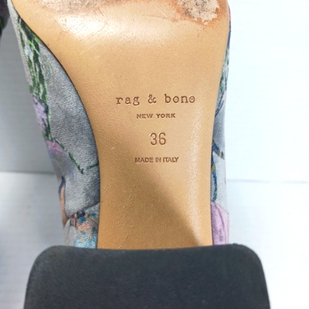 RAG & BONE Drea Floral Velvet Print Back Zip Block Heel Ankle Boots EUC Sz 36 - Picture 7 of 16